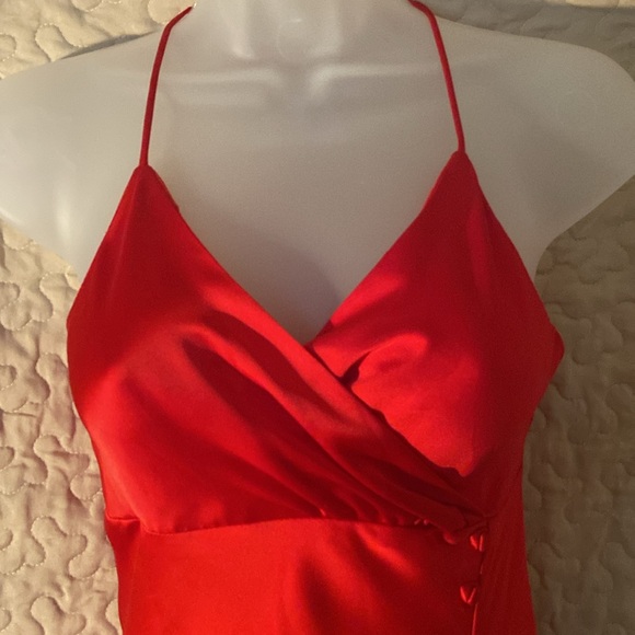 Zara Red Satin Lingerie Style Dress, sz XS, 101D002 - Picture 3 of 9